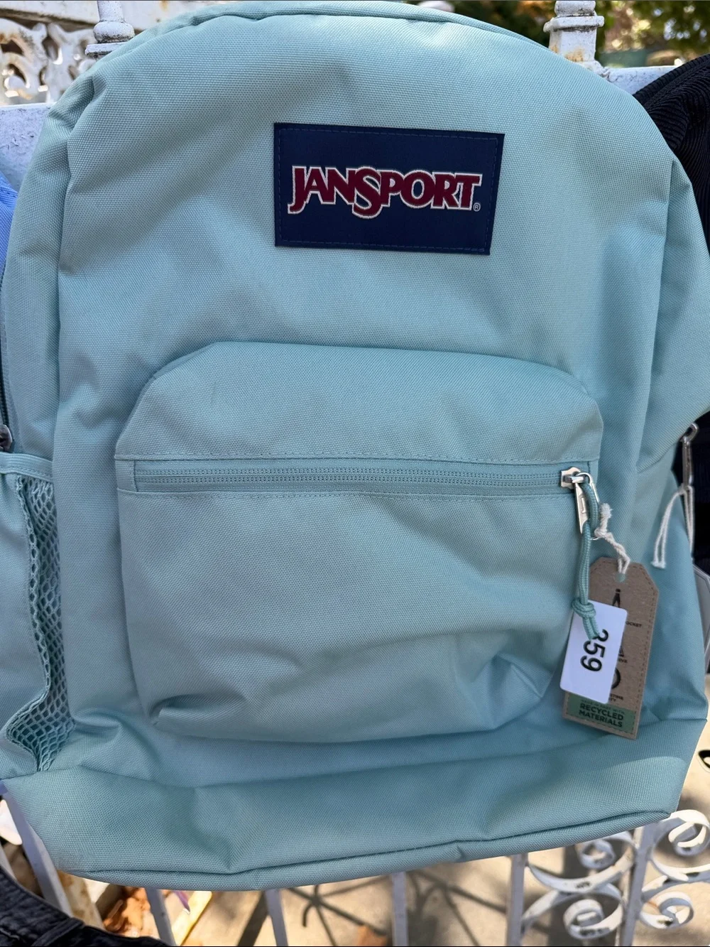 Jansport Beige Tag with Light Blue Patterned Insert